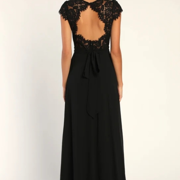 Lulu's Black Lace Backless Maxi Dress - Picture 4 of 4